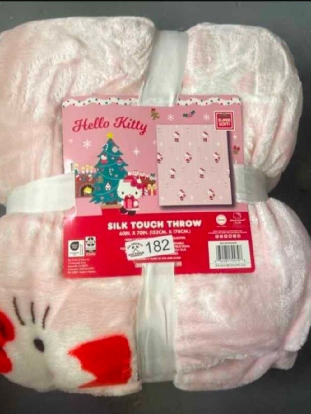 HELLO KITTY Plush Christmas Throw 60x70 New,Never Used